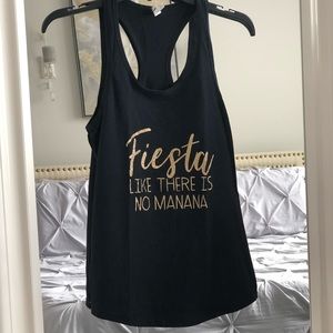 Fiesta LIKE THERE IS NO MANANA Black & Gild Tank Top SZ S